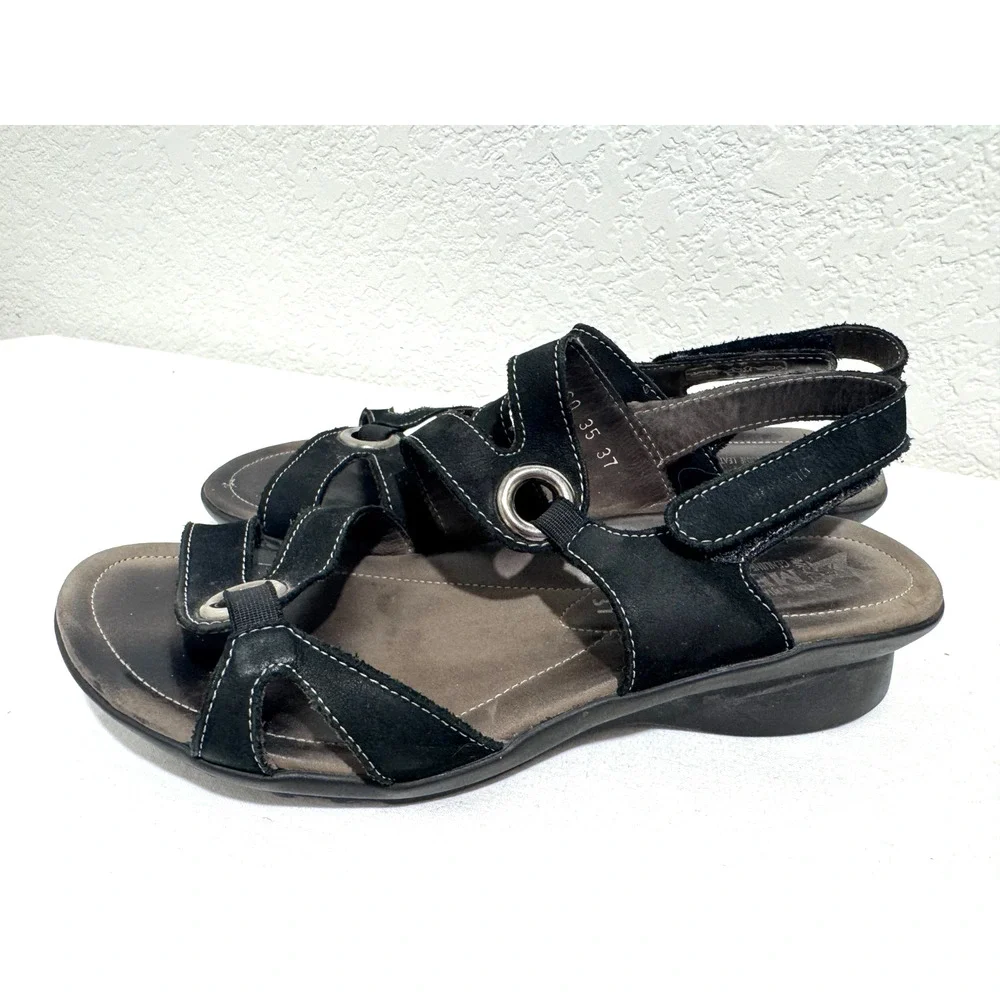 Mephisto Parfolia EU 37 Sandals US 7 Black Suede Leather Strappy Comfort Luxe